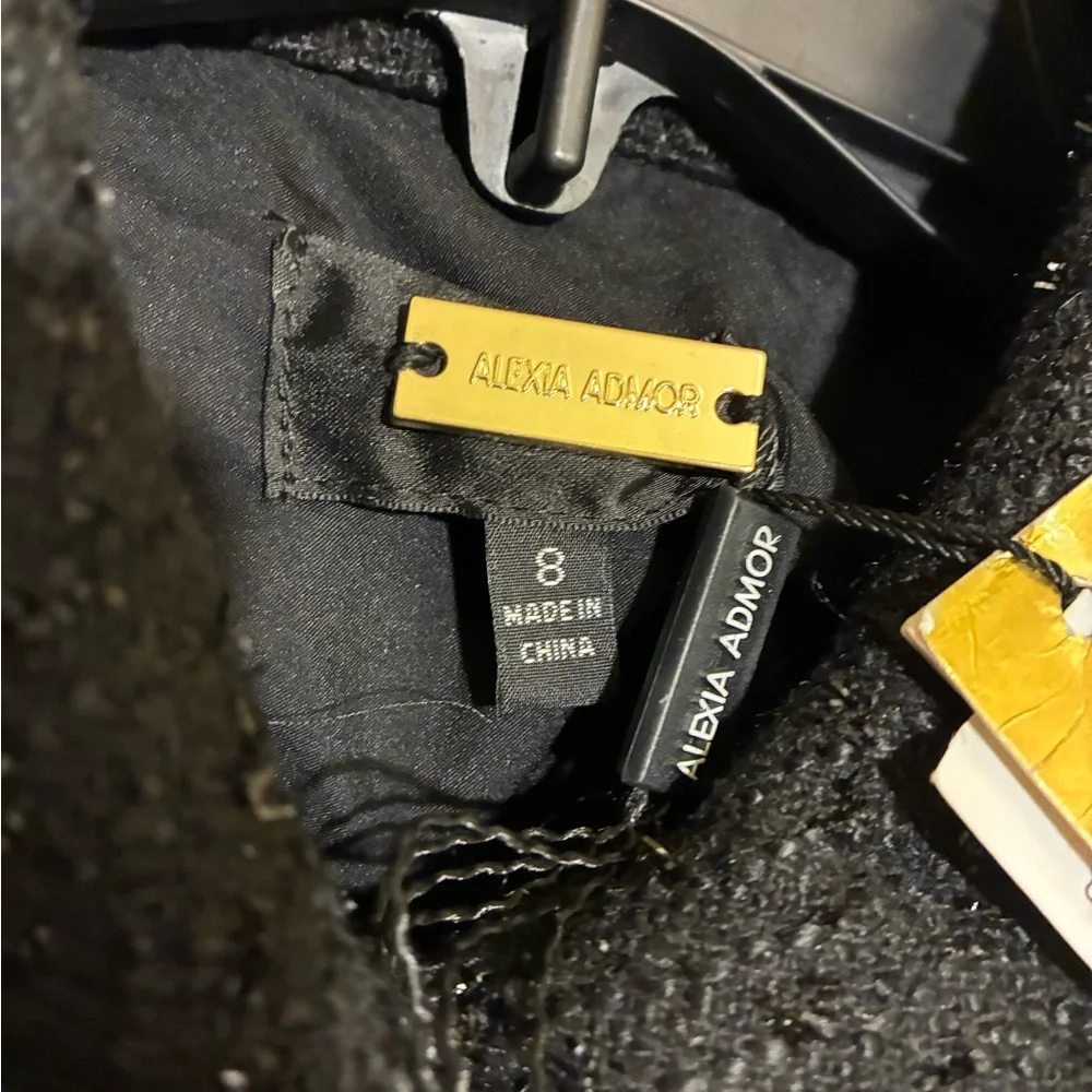 NWTs ALEXIA ADMOR Jenni Collar Button Down Tweed Shirt Mini Dress Size 8 Preppy - Picture 6 of 7